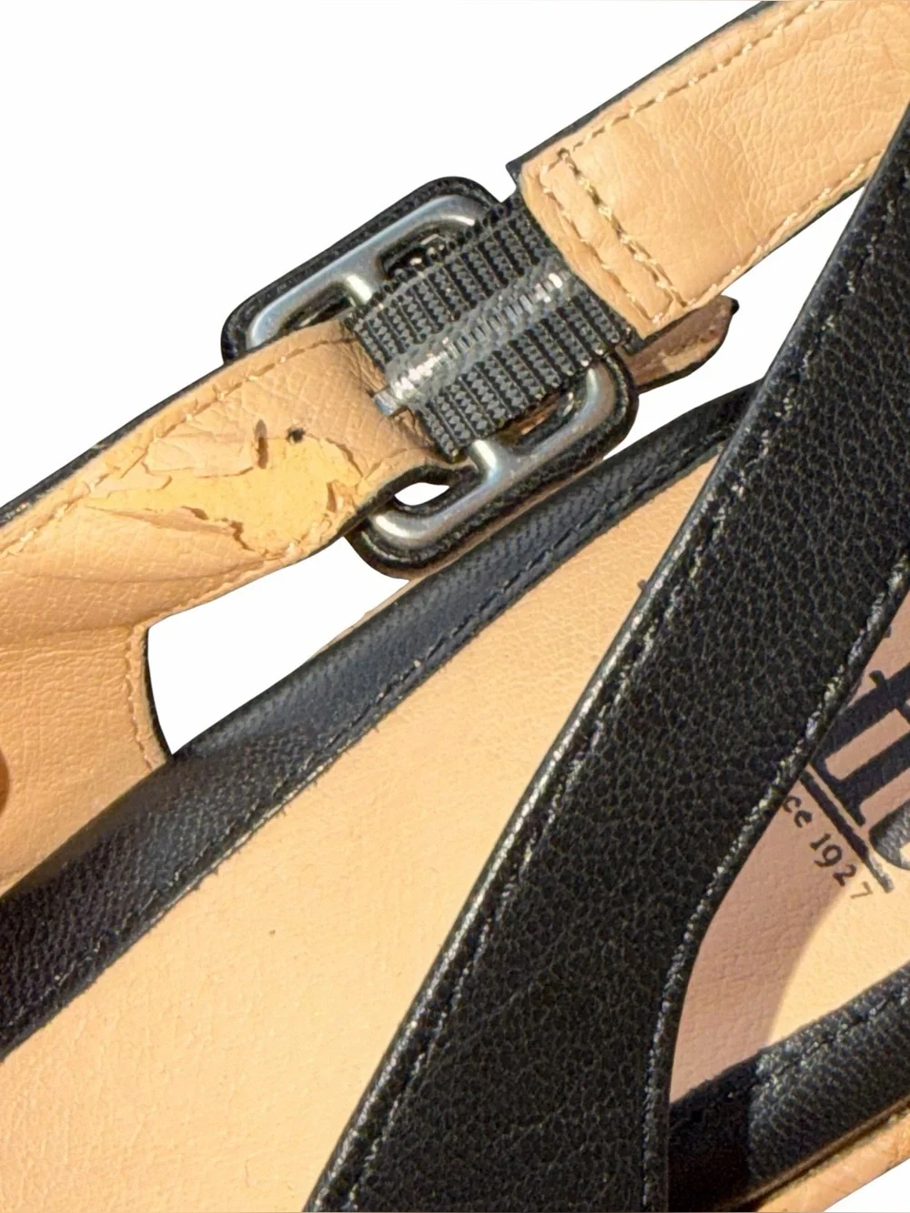 Sofft Black Peep Toe Cork Wedge Slingback Size 8 M